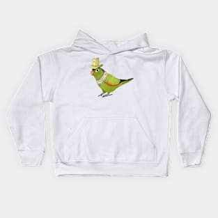 Cute Black Capped Conure with Hat Kids Hoodie